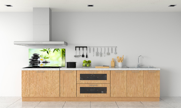 Spatscherm keuken Plumeria en bamboe