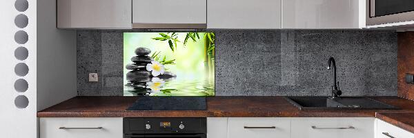 Spatscherm keuken Plumeria en bamboe