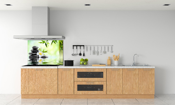 Spatscherm keuken Plumeria en bamboe
