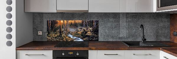 Spatscherm keuken Een roedel wolven