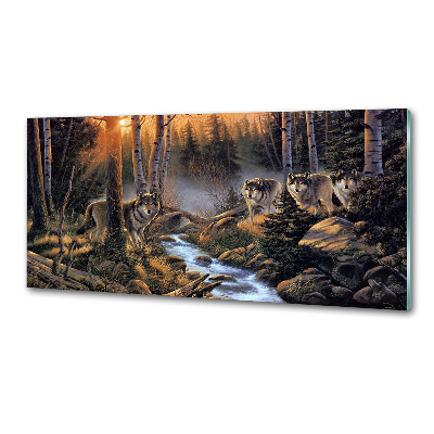 Spatscherm keuken Een roedel wolven