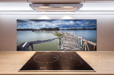 Spatscherm keuken Houten brug