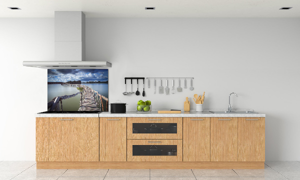 Spatscherm keuken Houten brug