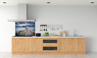 Spatscherm keuken Houten brug