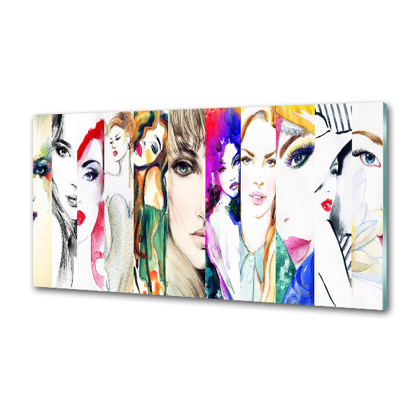 Glazen achterwand keuken Vrouwenportretten