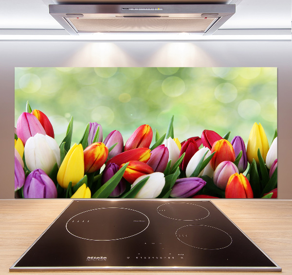 Glazen achterwand keuken Kleurrijke tulpen