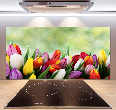 Glazen achterwand keuken Kleurrijke tulpen