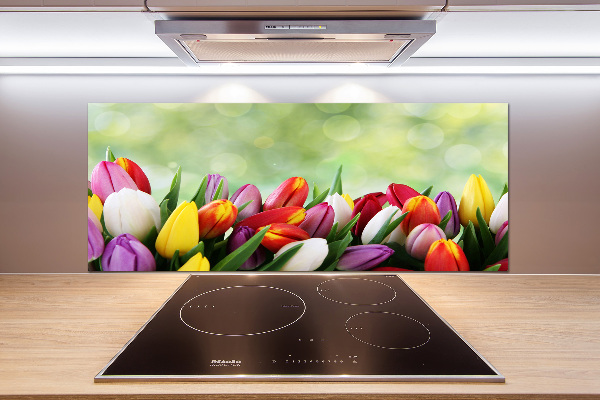 Glazen achterwand keuken Kleurrijke tulpen