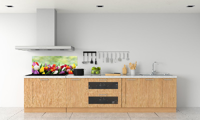 Glazen achterwand keuken Kleurrijke tulpen
