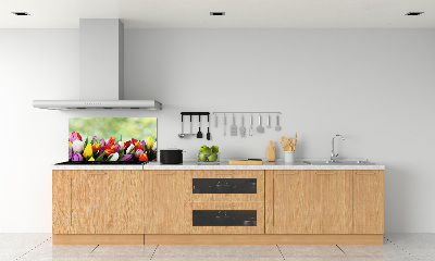 Glazen achterwand keuken Kleurrijke tulpen