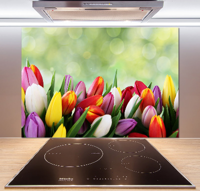 Glazen achterwand keuken Kleurrijke tulpen