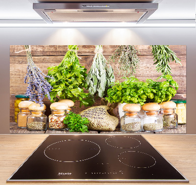 Glazen achterwand keuken Kruiden aan een touwtje