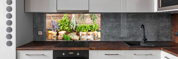 Glazen achterwand keuken Kruiden aan een touwtje