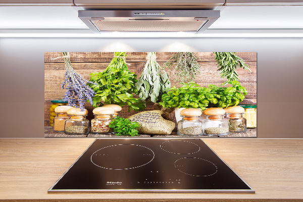 Glazen achterwand keuken Kruiden aan een touwtje