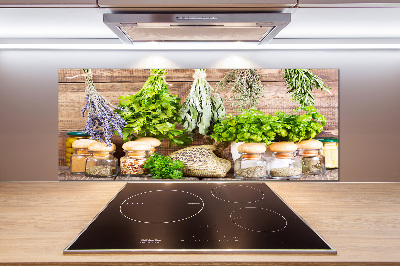 Glazen achterwand keuken Kruiden aan een touwtje