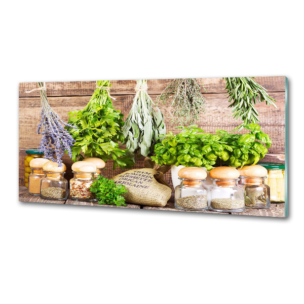 Glazen achterwand keuken Kruiden aan een touwtje