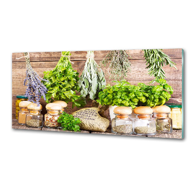 Glazen achterwand keuken Kruiden aan een touwtje