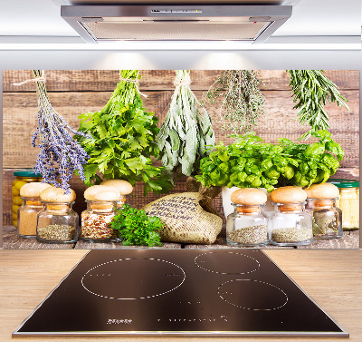 Glazen achterwand keuken Kruiden aan een touwtje