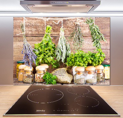 Glazen achterwand keuken Kruiden aan een touwtje