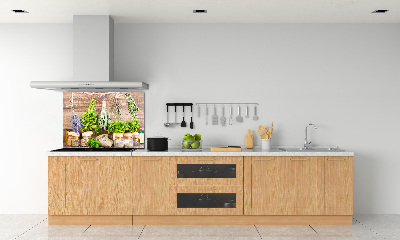 Glazen achterwand keuken Kruiden aan een touwtje