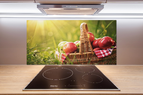 Glazen achterwand keuken Appels in de mand