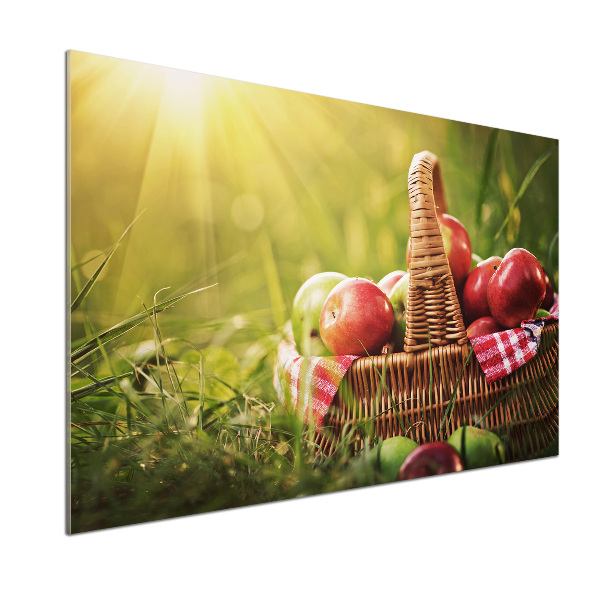 Glazen achterwand keuken Appels in de mand