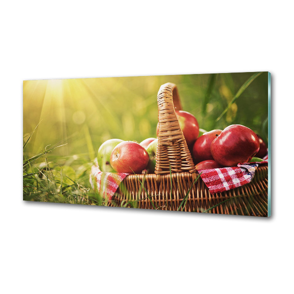 Glazen achterwand keuken Appels in de mand