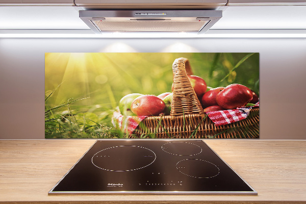 Glazen achterwand keuken Appels in de mand