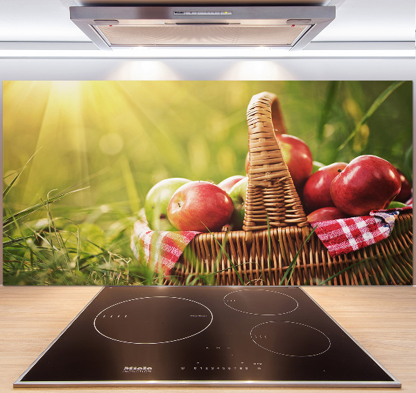 Glazen achterwand keuken Appels in de mand