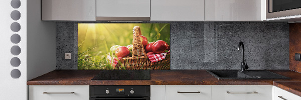 Glazen achterwand keuken Appels in de mand