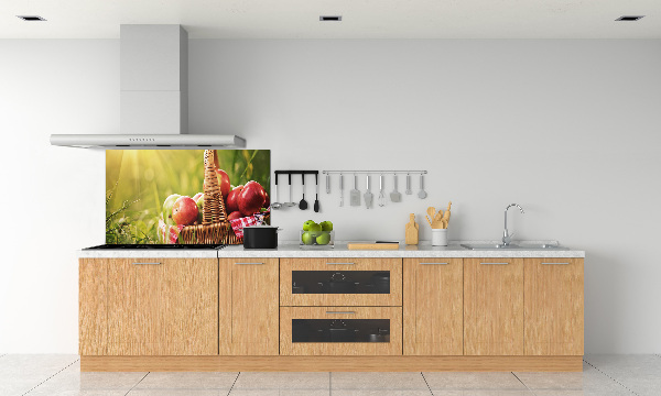 Glazen achterwand keuken Appels in de mand