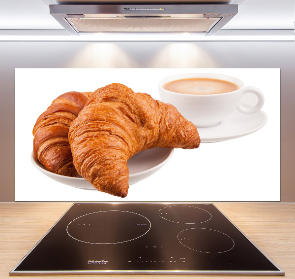 Achterwand keuken Croissants en koffie