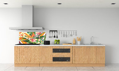 Spatscherm keuken Tropische bloemen
