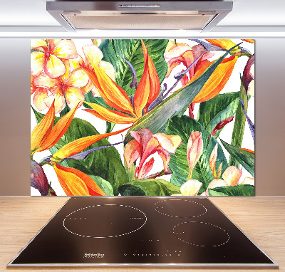 Spatscherm keuken Tropische bloemen