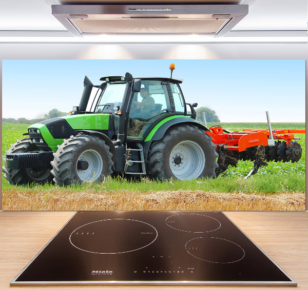 Spatscherm keuken Tractor op het veld
