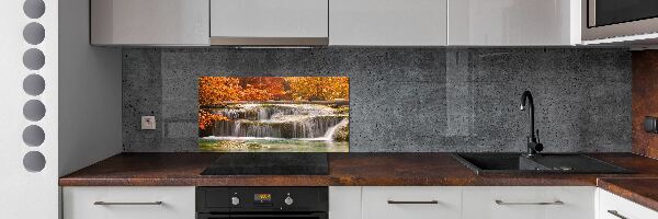 Glazen achterwand keuken Waterval in de herfst