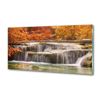 Glazen achterwand keuken Waterval in de herfst