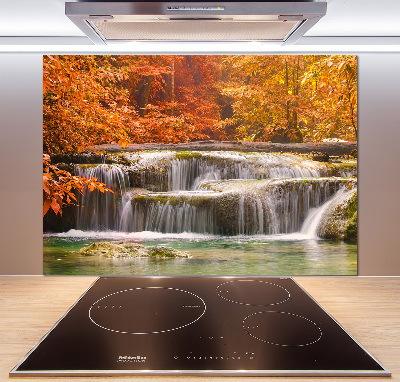 Glazen achterwand keuken Waterval in de herfst