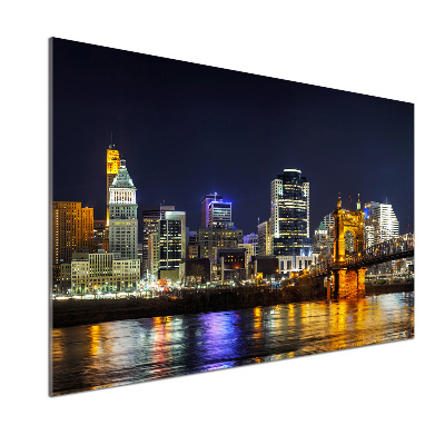 Spatplaat keuken De Ohio-rivier 's nachts