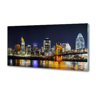 Spatplaat keuken De Ohio-rivier 's nachts