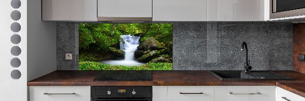 Spatscherm keuken Waterval in het bos