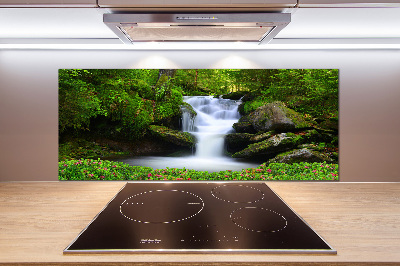 Spatscherm keuken Waterval in het bos