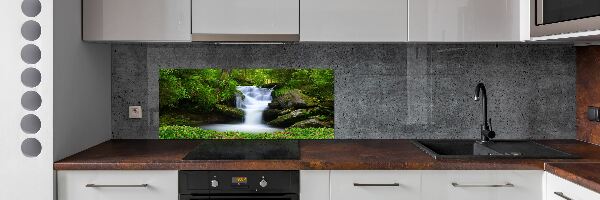 Spatscherm keuken Waterval in het bos