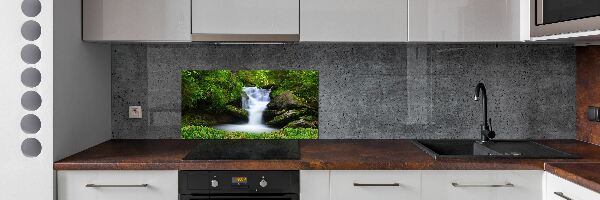 Spatscherm keuken Waterval in het bos