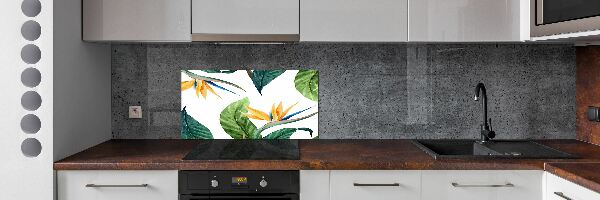 Glazen achterwand keuken Tropische bloemen