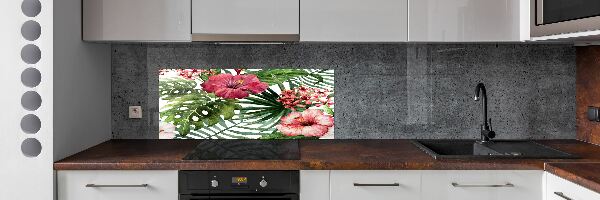 Spatscherm keuken Tropische bloemen