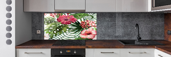 Spatscherm keuken Tropische bloemen