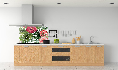 Spatscherm keuken Tropische bloemen