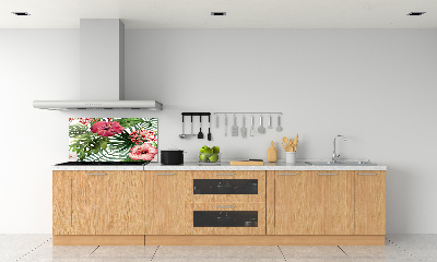 Spatscherm keuken Tropische bloemen