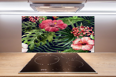 Spatplaat keuken Tropische bloemen